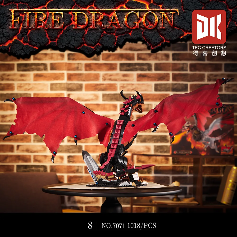 En STOCK 7070 7071 MOC dragón de hielo y dragón de fuego bloques de construcción modelos de juguete para ensamblaje para niños conjunto de regalo de Navidad