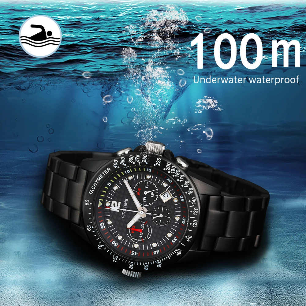 BERNY Watch for Men Quartz Sports Wristwatches Chronograph Male Luminous Calendar Divers Watch Golden 10ATM Relogio Masculino