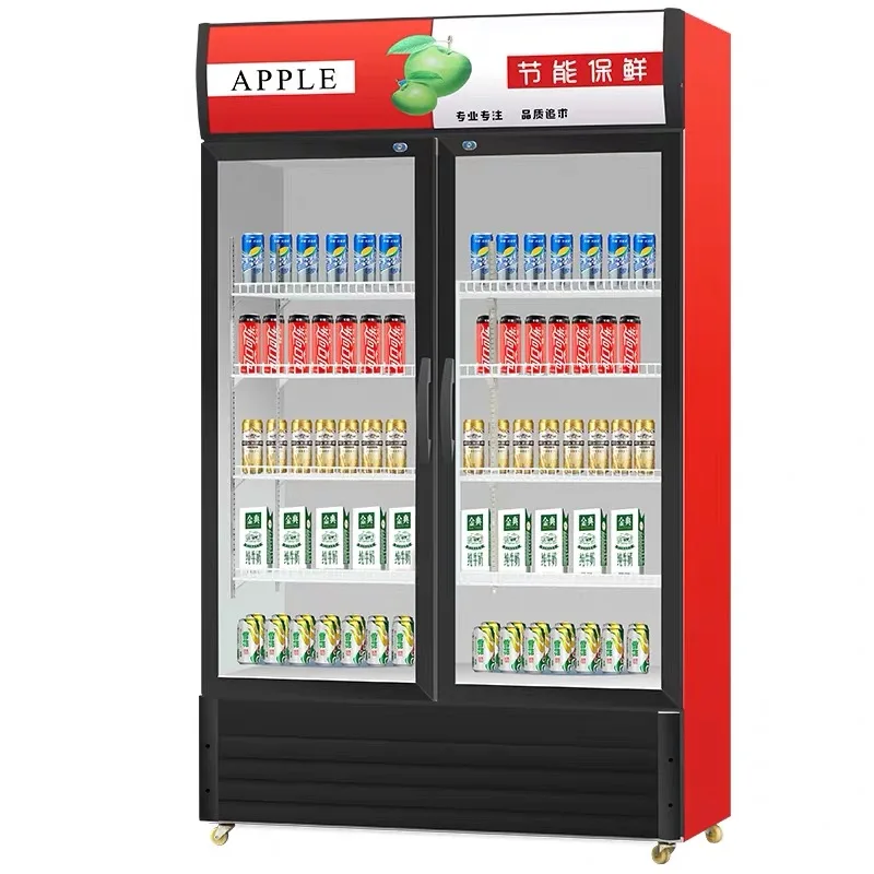 

Best Quality Commercial Beverage Cabinet Double Glass Doors 220V Single-Temperature Multifunction LED Cool Coffee Chiller