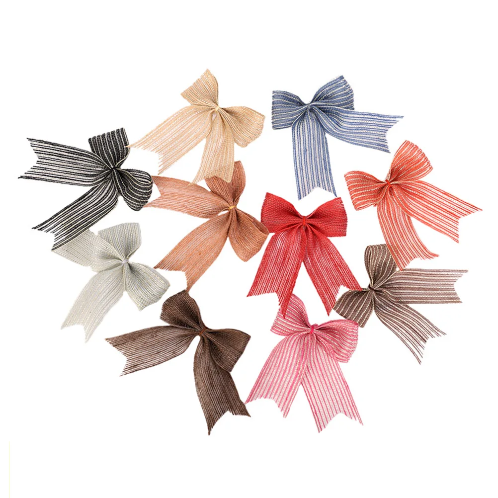 

10 Pcs Wedding Decoration Bowknot 3 8cm Silk Linen Xmas Tree Ornament Mini Fish Shredded Bow DIY Party Gift