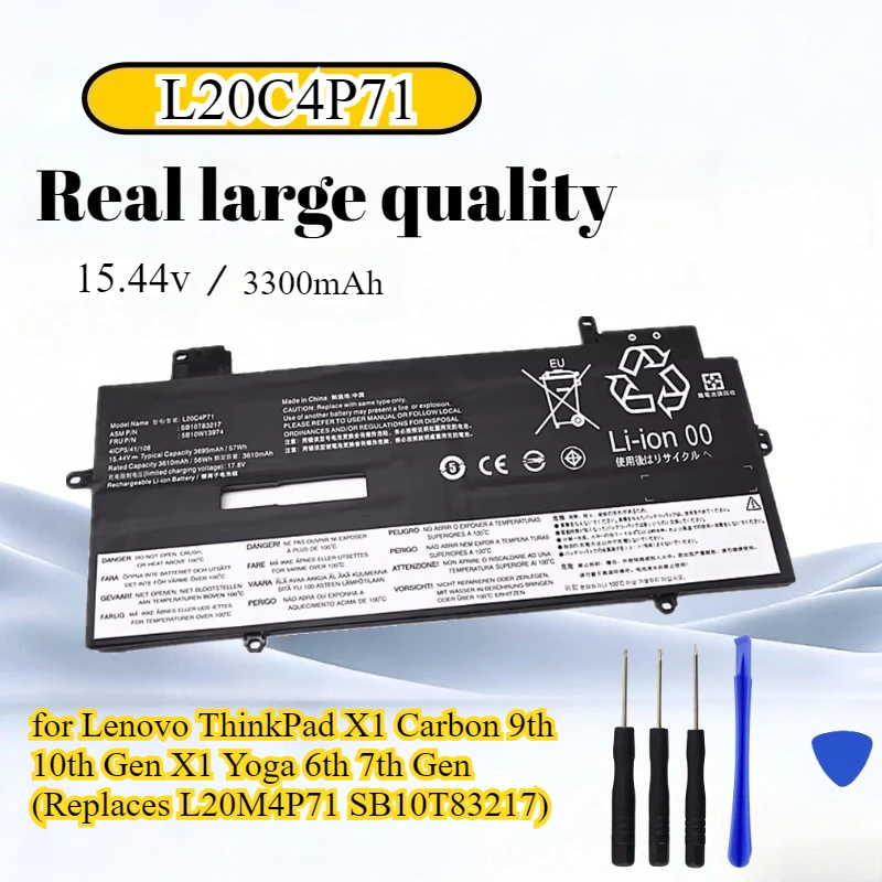 L20C4P71 Battery for Lenovo ThinkPad X1 Carbon 9th 10th Gen X1 Yoga 6th 7th Gen (Replaces L20M4P71 SB10T83217) with Tools
