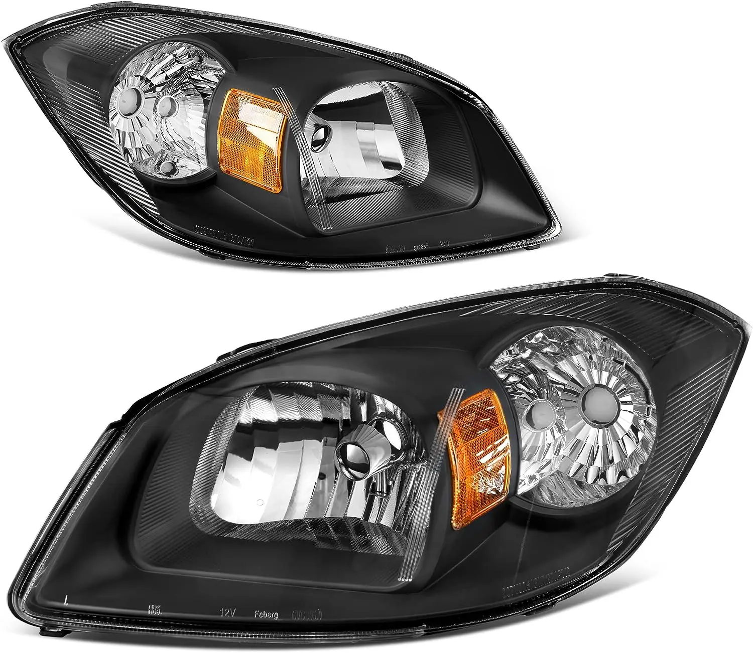 

Headlights Assembly Compatible For 2005-2010 Chevy Cobalt/ 2005-2006 Pontiac Pursuit/ 2007-2009 Pontiac G5 Black Housing Amber