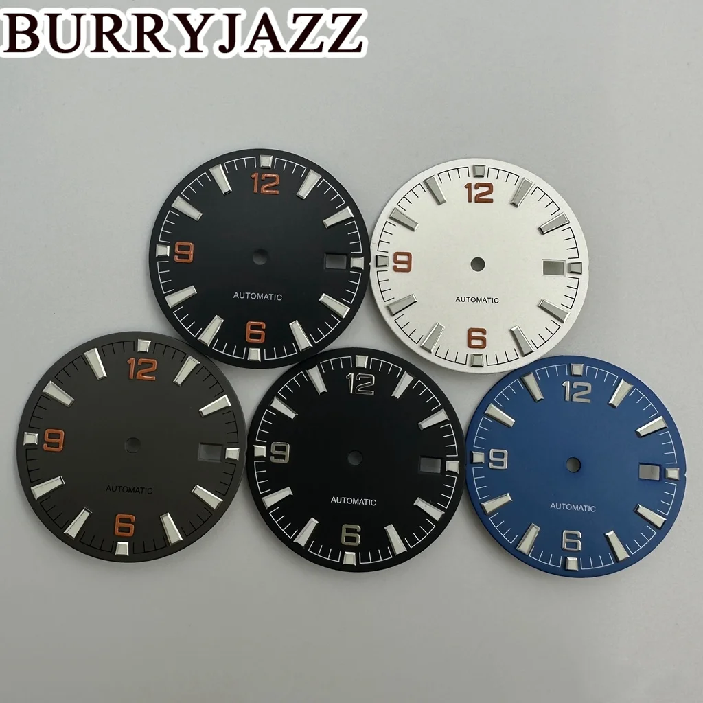 BURRYJAZZ 31mm No Logo NH35 Watch Dials Black Blue White Grey Dial Green Luminous