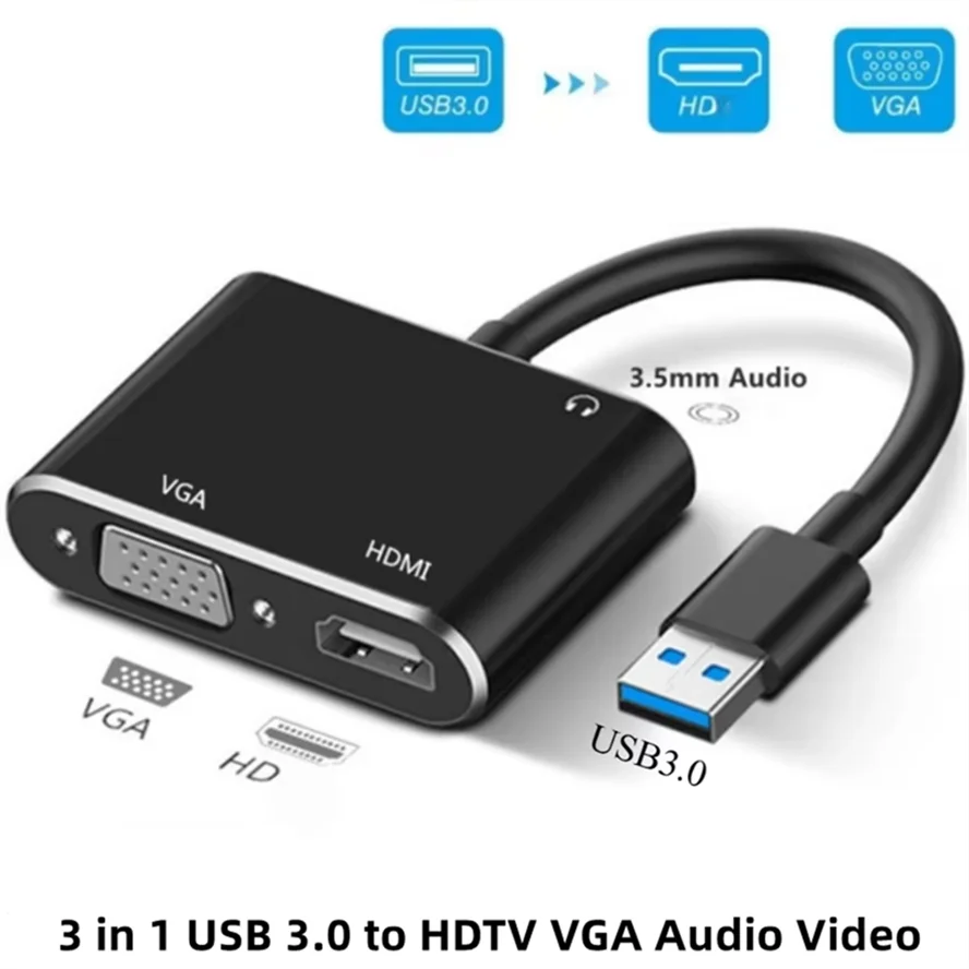 

HD 1080P USB Hight Speed To HDMI-compatible VGA Audio Video Converter High Compatible Dual Screen For Computer Projector Monitor