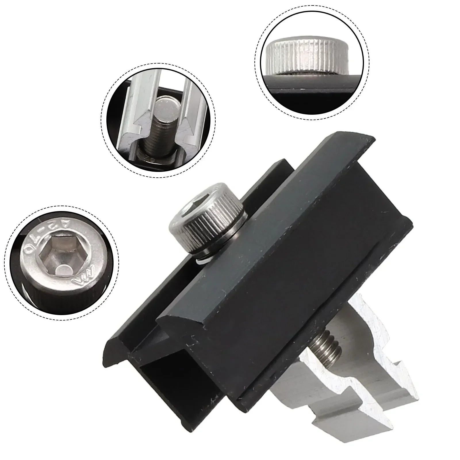 4 Pcs Black/silver Aluminum Alloy Fast Medium /End Clip Photovoltaic Pressure Plate Side Pressure Solar Panel Pressure Block