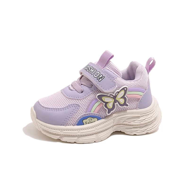 

Кроссовки для девочек, детская спортивная обувь, дышащие сетчатые кроссовки на липучке, легкие нескользящие повседневные туфли для малышей