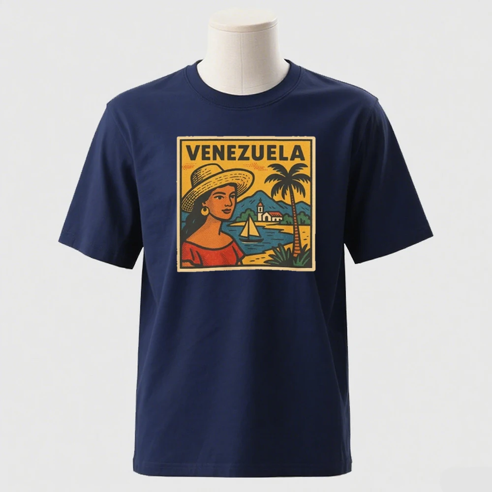 فنزويلا ريترو كوميك جرافيك قطن تي شيرت كاراكاس أفق أمريكا الجنوبية فخر وطني عتيق نمط ناعم للجنسين قميص 2025 #3