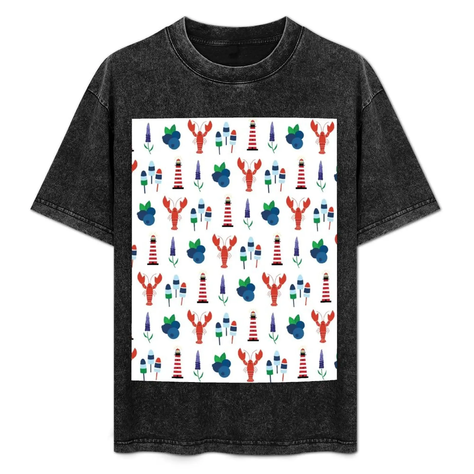 

Maine Lobster, Blueberries, Buoys, Lighthouses, and Lupins T-Shirt summer tops blacks clothes for men