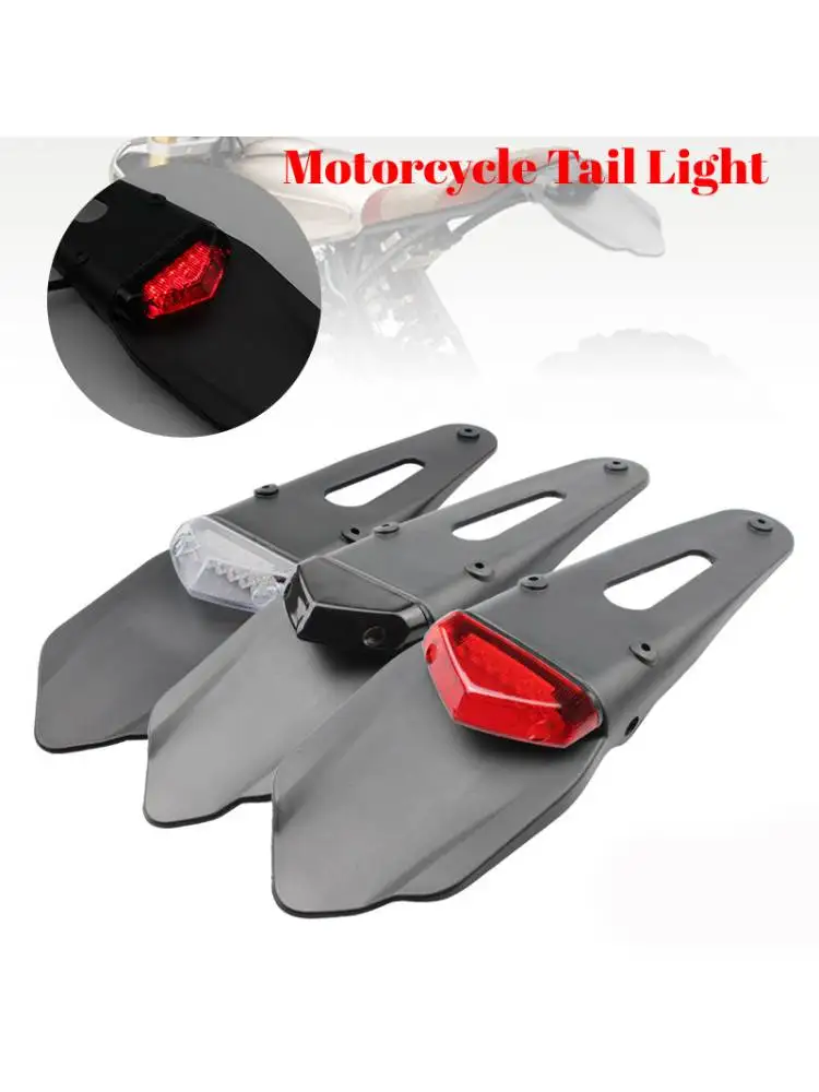 AliExpress Motorcycle Rear Fender Tail Light Dirt Bike 12V LED Taillight Brake Stop License Plate Lamp For Trail Supermoto Motocross Enduro