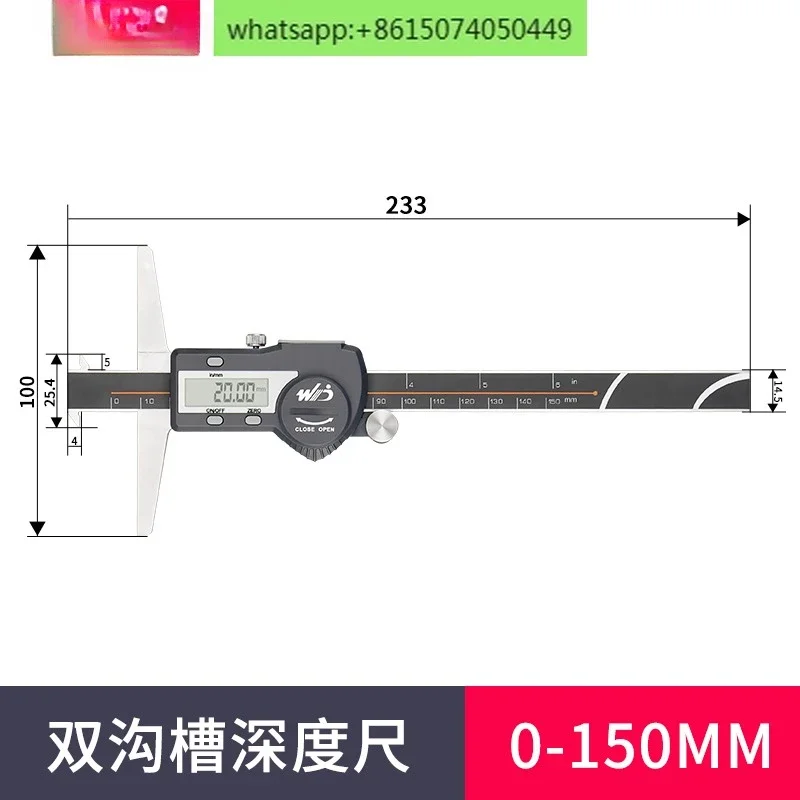 

Electronic digital depth vernier caliper 0-25-50 -150 high precision 0.001mm double hook single groove thin rod
