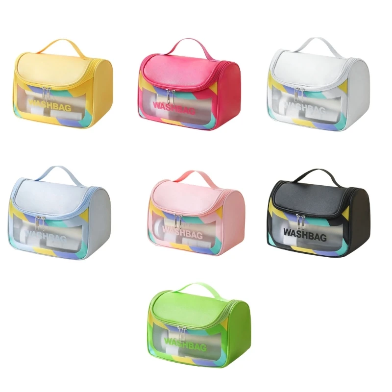 

Large Capacity Travel Cosmetic Bag PVC Wash Bag Makeup Bags Portable Toiletry with Handle for Women Girls