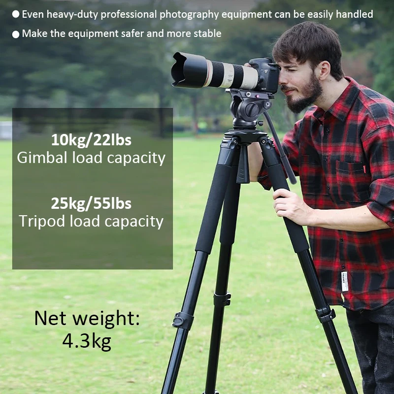 Штатив для камеры miliboo MTT701A, профессиональный сверхмощный штатив с жидкостной головкой, штатив с трубчатой чашей 29-39 мм для DSLR, фотографии птиц