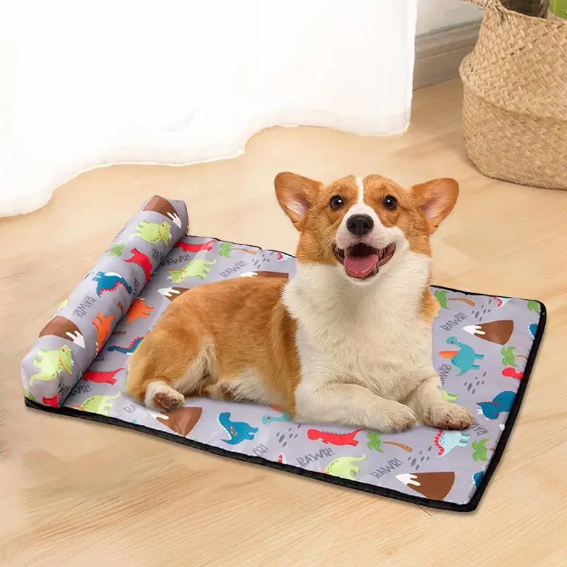 Dog Mat Cooling Summer Pad For Cat Blanket Sofa Breathable Pet Dog Bed Washable With Pillow For Small Medium Large Dogs Car