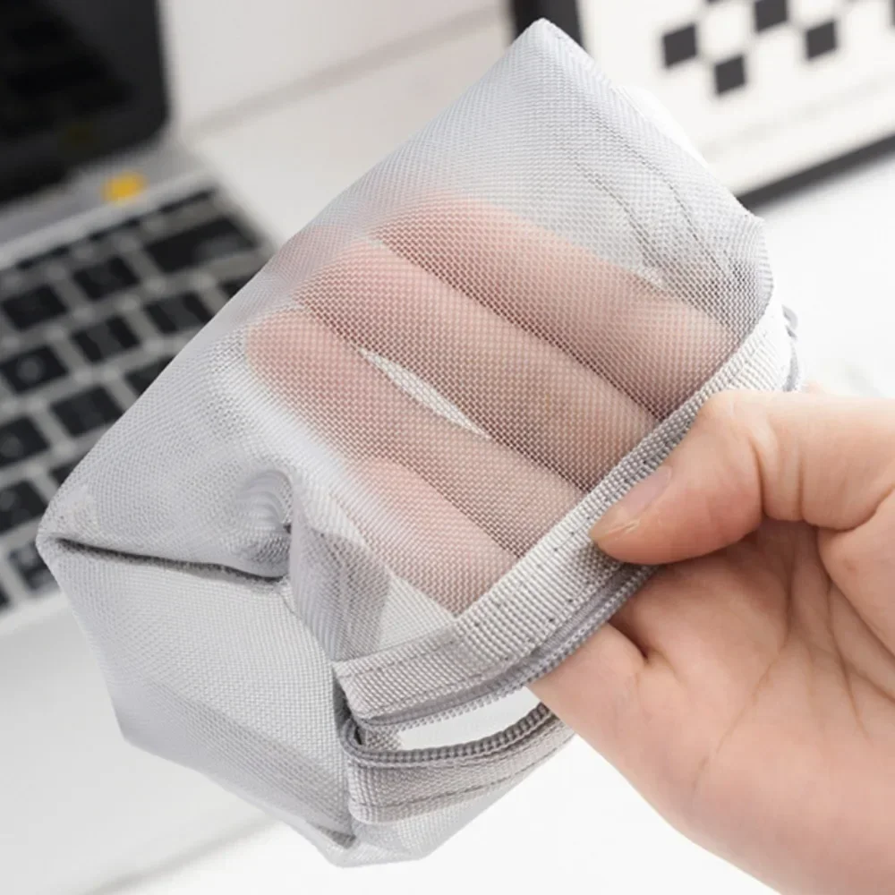 New Transparent Bag Mini Zipper Portable Square Nylon Mesh Coin Purse Large Capacity Key Earphone Organizer Pouch Card Bag