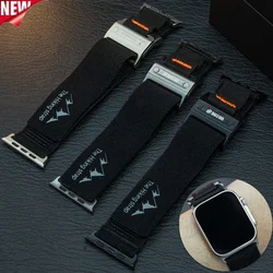 Strap for Apple watch Ultra band 49mm 44mm 45mm 42mm 46mm Nylon loop Leather correa bracelet iWatch Series 10 9 8 7 6 5 4 3 SE