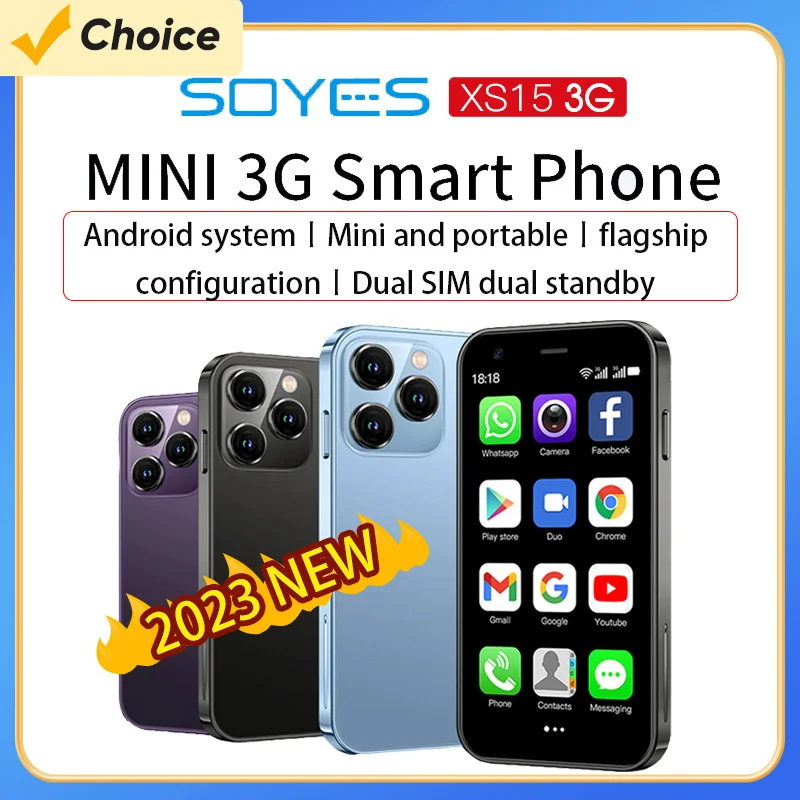 SOYES XS15 Mini SmartPhone Android 8.1 Display da 3.0 pollici 2GB 16GB Dual SIM Standby 3G cellulare Wifi GPS 1000mAh batteria