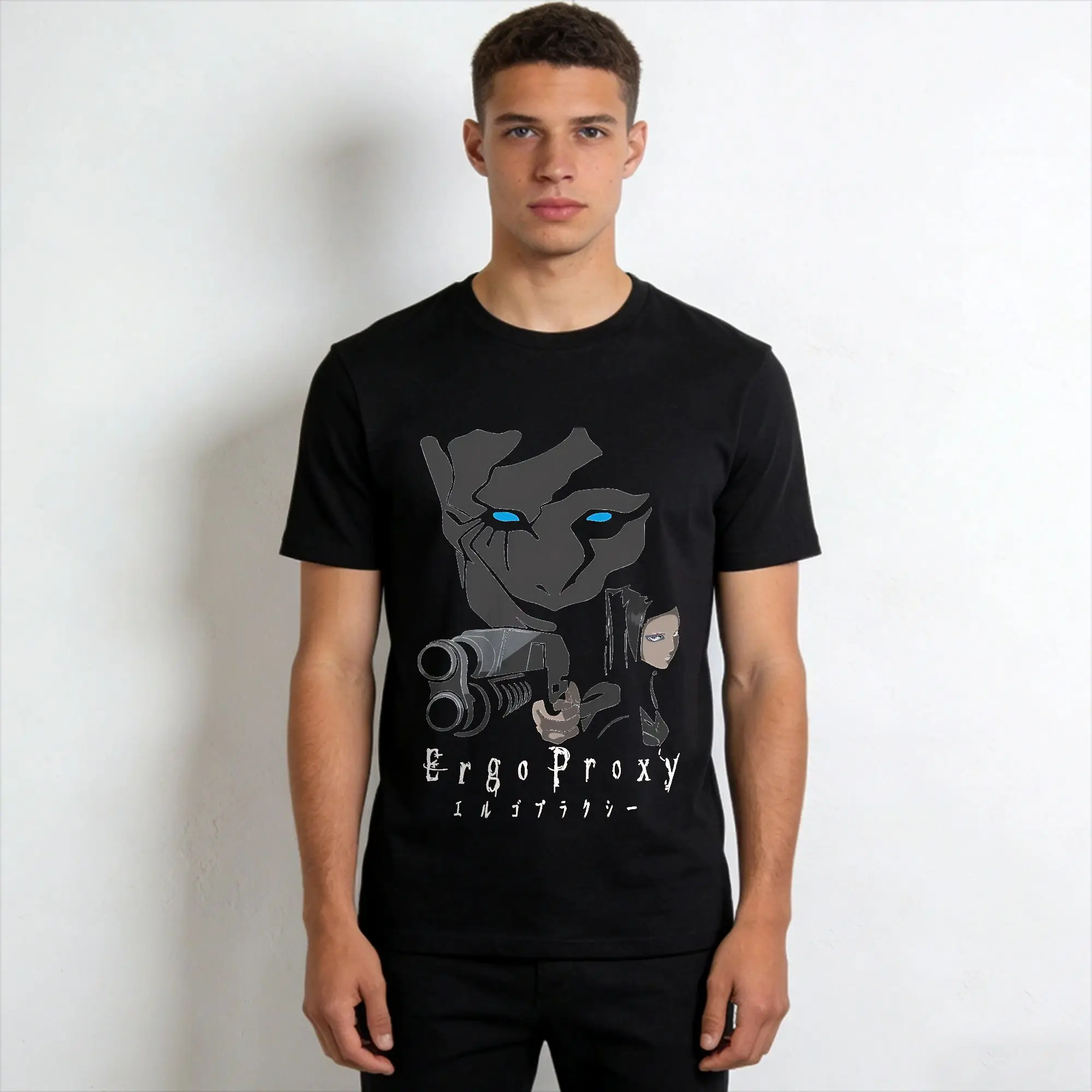 Men Ergo Proxy  T Shirts  Cotton Clothes Novelty Short Sleeve Crew Neck Tees Plus Size T-Shirt