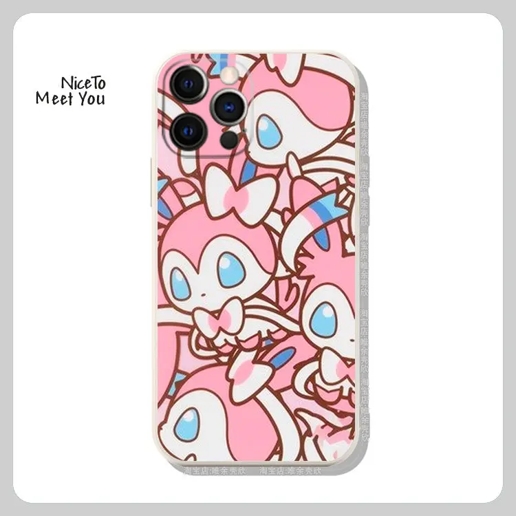 Pokémon Sylveon birthday gift, suitable for iPhone 17 16 15 14 13 12 11 Pro Max liquid silicone mobile phone protective case