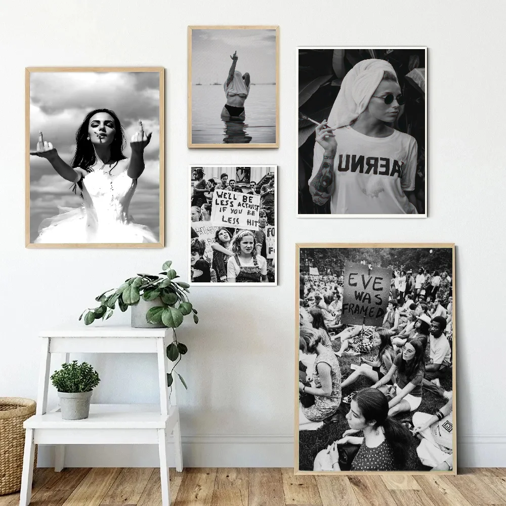 Abstract Feminist Good Quality Prints and Posters Waterproof Paper Sticker Coffee House Bar Posters Wall Stickers