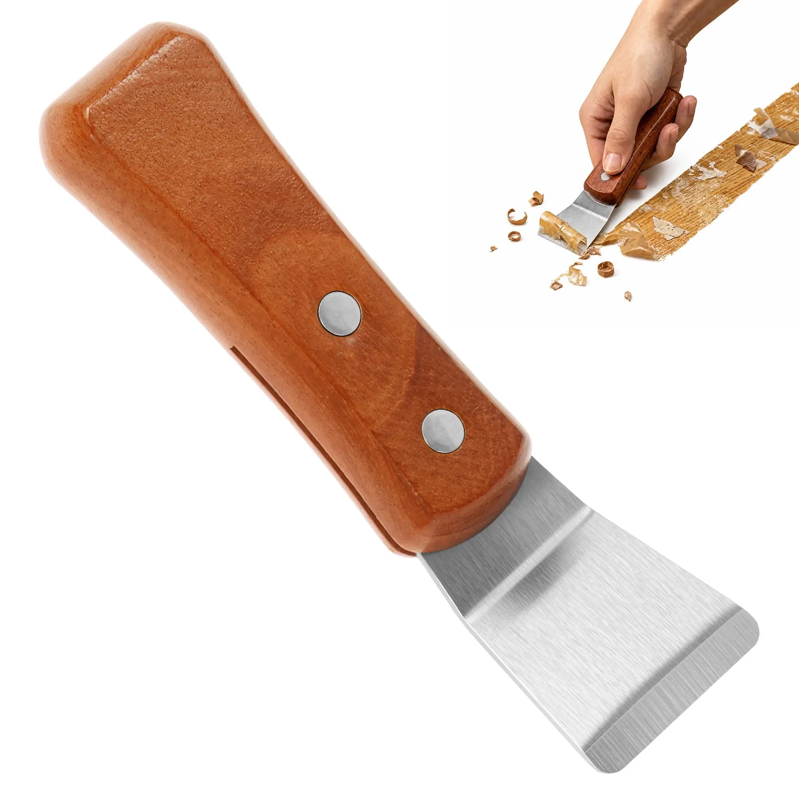 Portable Scraper Metal Scraper with Wood Handle Sturdy Rust Resistant Scraper for Wallpaper Drywall Decal DIY Decorating Removal