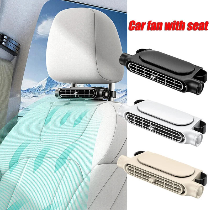 Creative Car Seat Fan USB Seat Back Cooling Fan Black White 3-speed Headrest Convenient Bladeless Fan Car Accessories