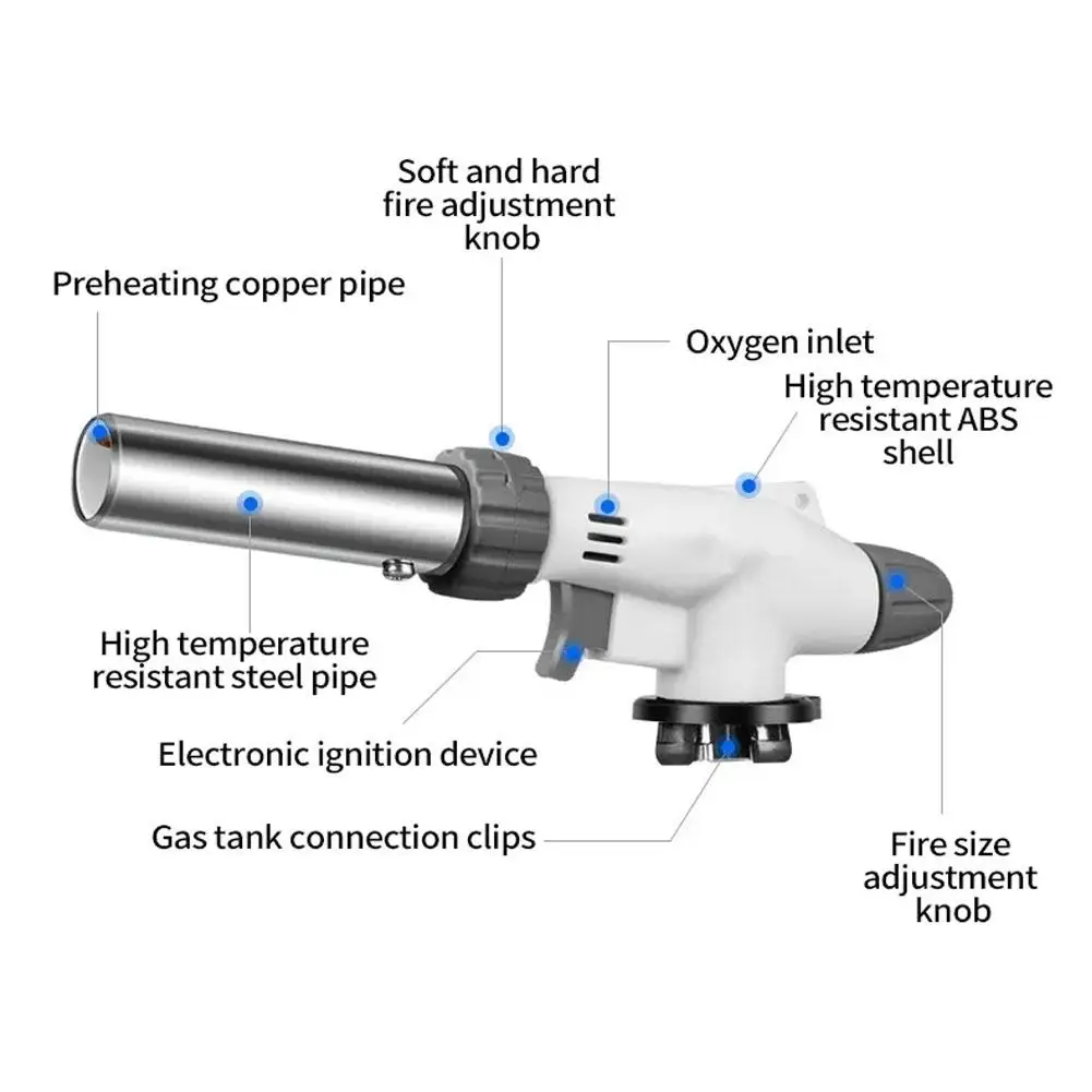 Imagem -05 - Pistola de Solda de Chama de Metal Tocha de Gás Aquecimento Exterior Spray Invertido Sopro de Butano Ferramentas de Churrasco Equipamento de Queimador