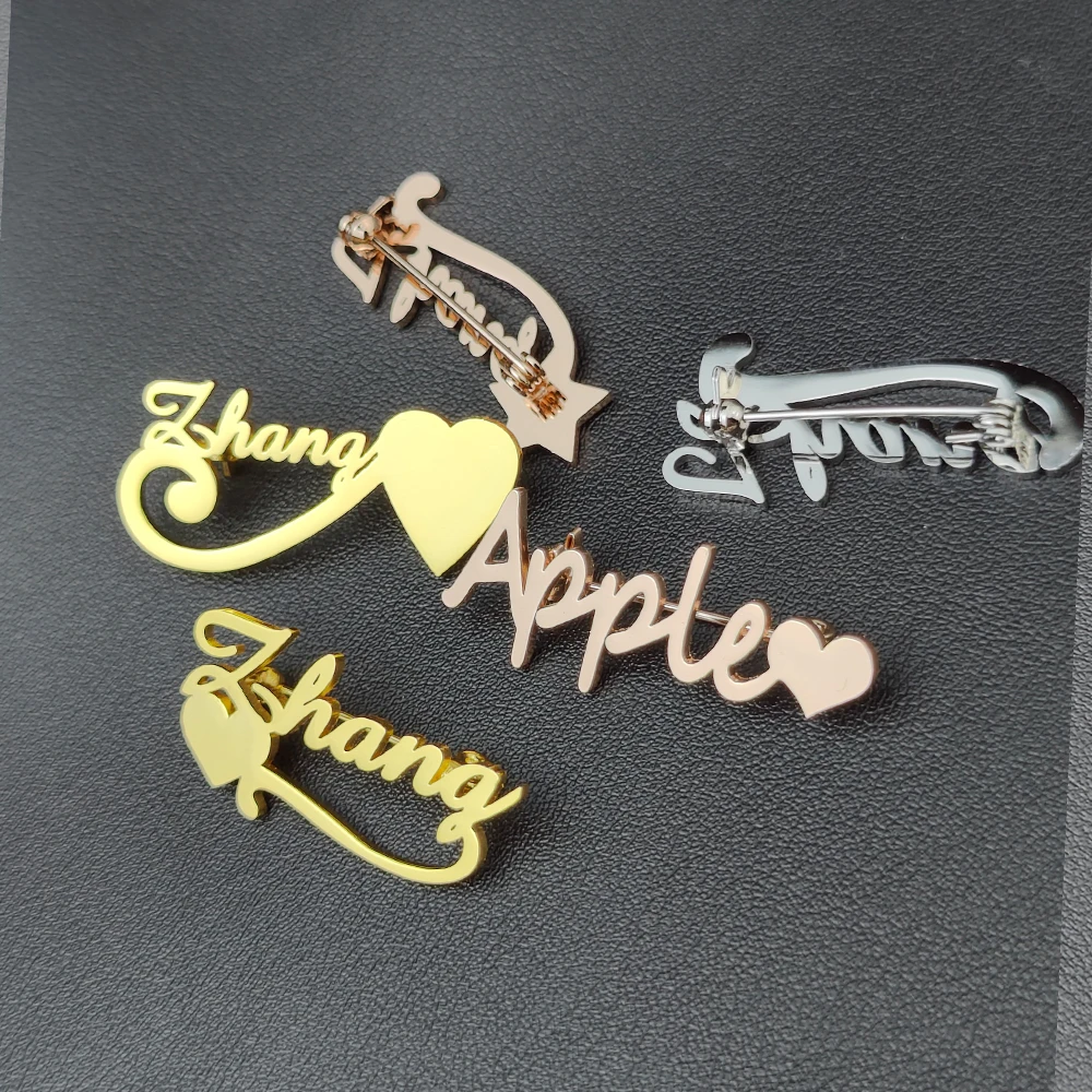 Personalized Custom Women Name Brooch Stainless Steel Nameplate Lapel Badges Fashion Temperament Jewelry Best Gifts
