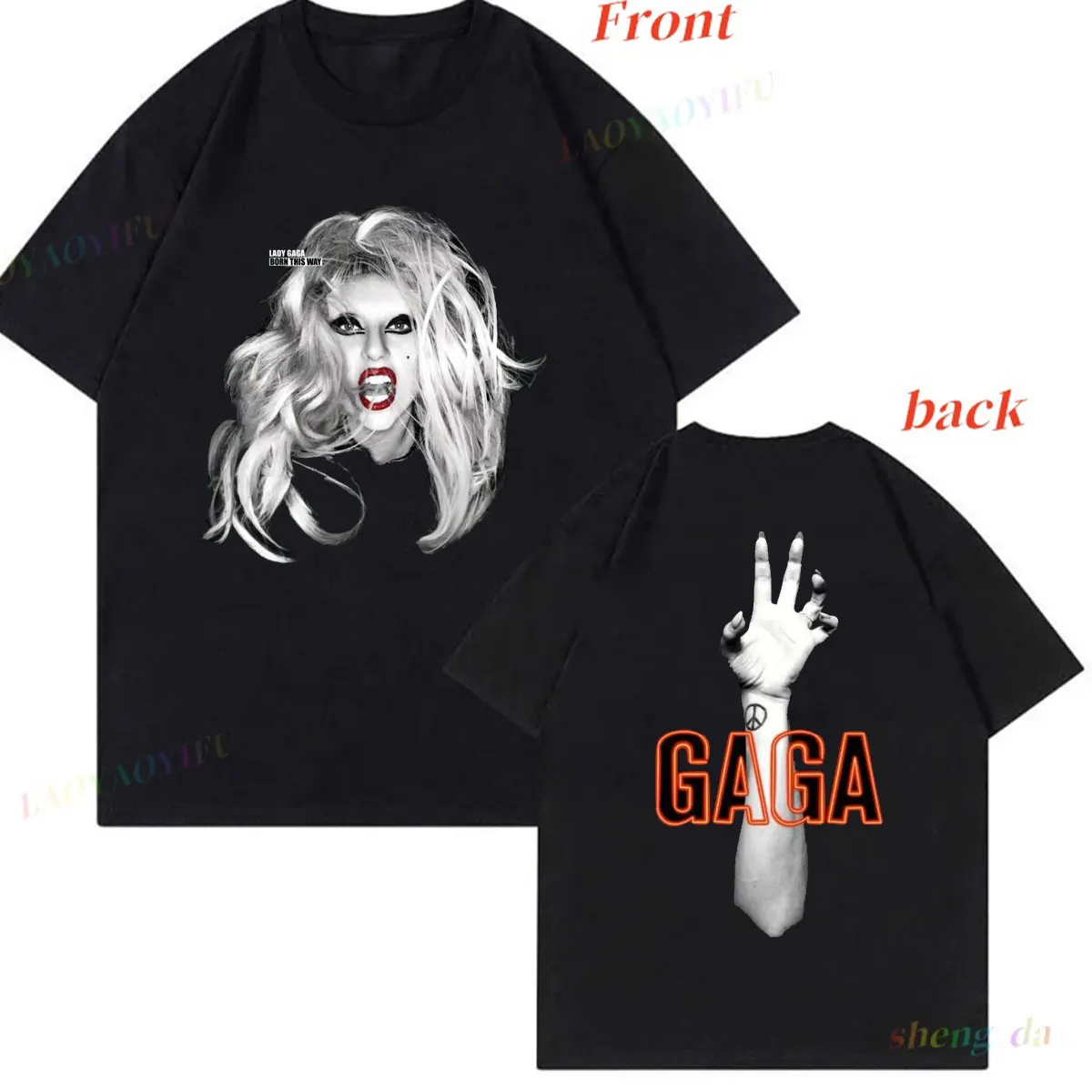 Men's Clothing Playera Lady GaGa Short Sleeve Tee Famous Rock World Tour Camisetas T Shirt Shirts Creativity