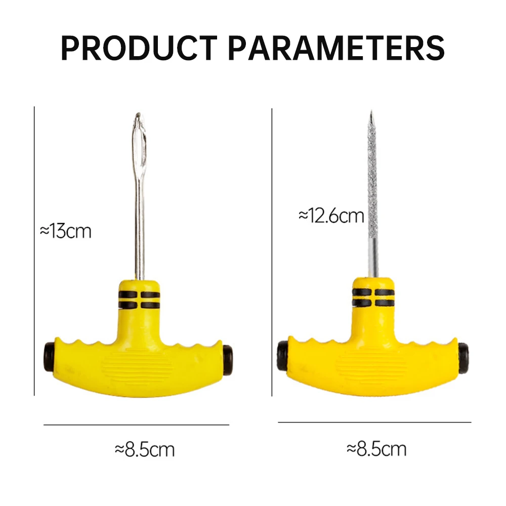 Herramienta de reparación de neumáticos de coche, Kit de reparación de neumáticos sin cámara con tiras de goma, herramienta de ocultamiento, tapón