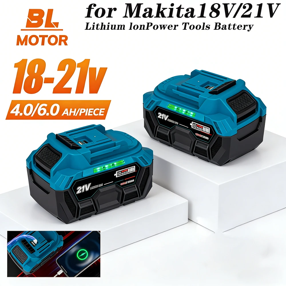 

New FCOKU Rechargeable Battery 4.0AH 6.0AH Power Tool Battery Led indicator Type-c Charging Port Replacement LXT BL1850 BL1840