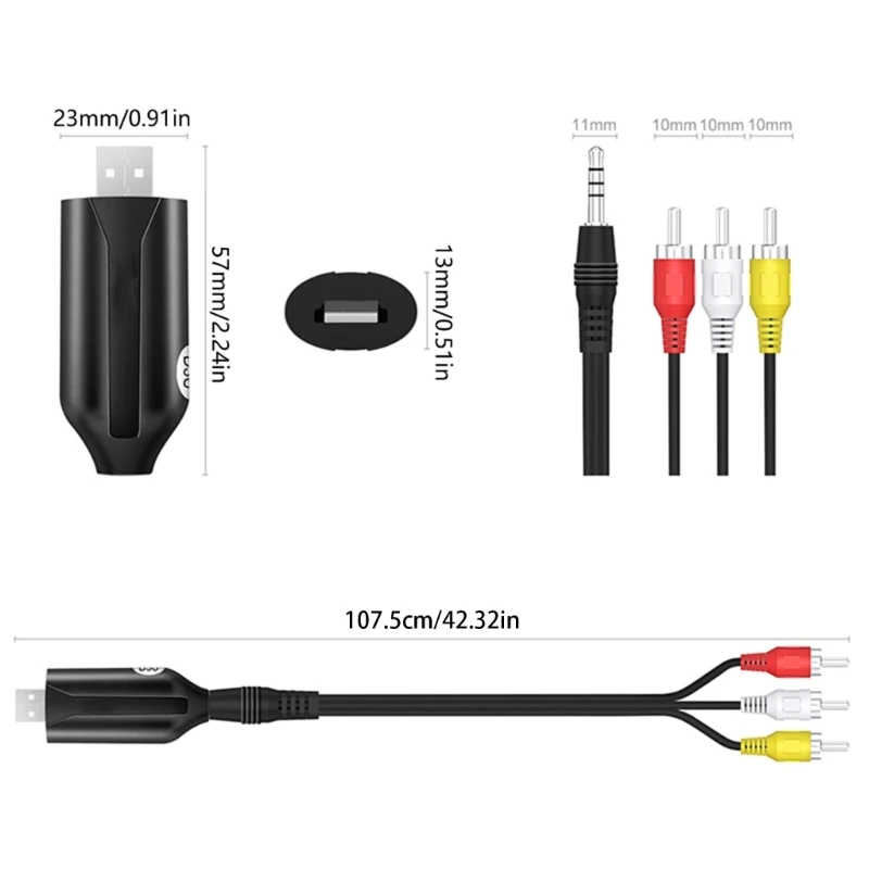 Karta przechwytywania wideo USB2.0 VHS na DVD Video Grabber Konwertuj taśmy VHS na format cyfrowy dla wielu urządzeń Łatwy