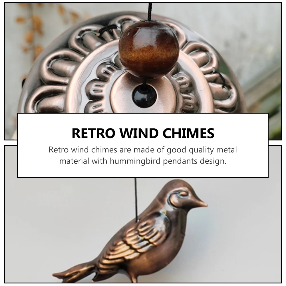 

Hummingbird Chime Hanging Pendant Garden Decoration Metal Bell Retro Clear Sound Home Ornament Bell Decorative