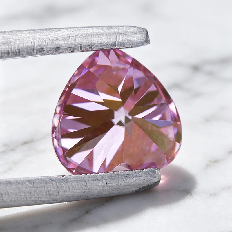 Moissanit-Stein Herzschliff Sakura-Rosa Farbiger Edelstein für Charms Schmuckherstellungsmaterialien Besteht Diamanttester mit Zertifikat – Detail 6