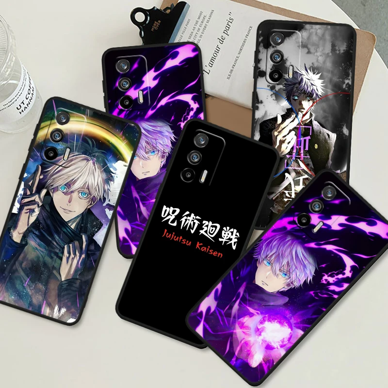 Anime Jujutsu Kaisen For OPPO Realme GT3 2 C55 C33 C35 C30S C31 X3 X2 Q5i Q3S C21Y Pro Black Silicone Phone Case