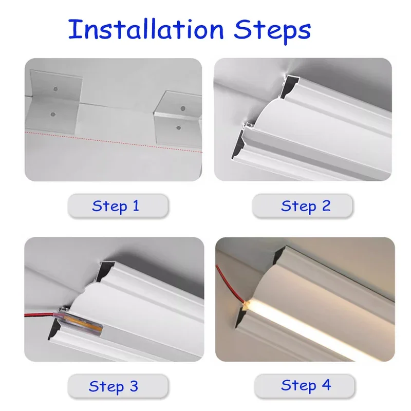 Top Corner Aluminum Profile Wall Washing Lights Gypsum Linear Lamp Reflector Profile Ceiling External Corner Bar Strip