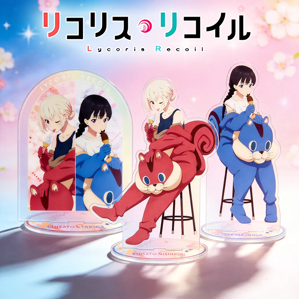 Anime Lycoris Recoil Acrylic Stand Keychain Chisato Nishikigi Takina Inoue Animal Pajamas Costume Anime Figure Desk Decor Gift