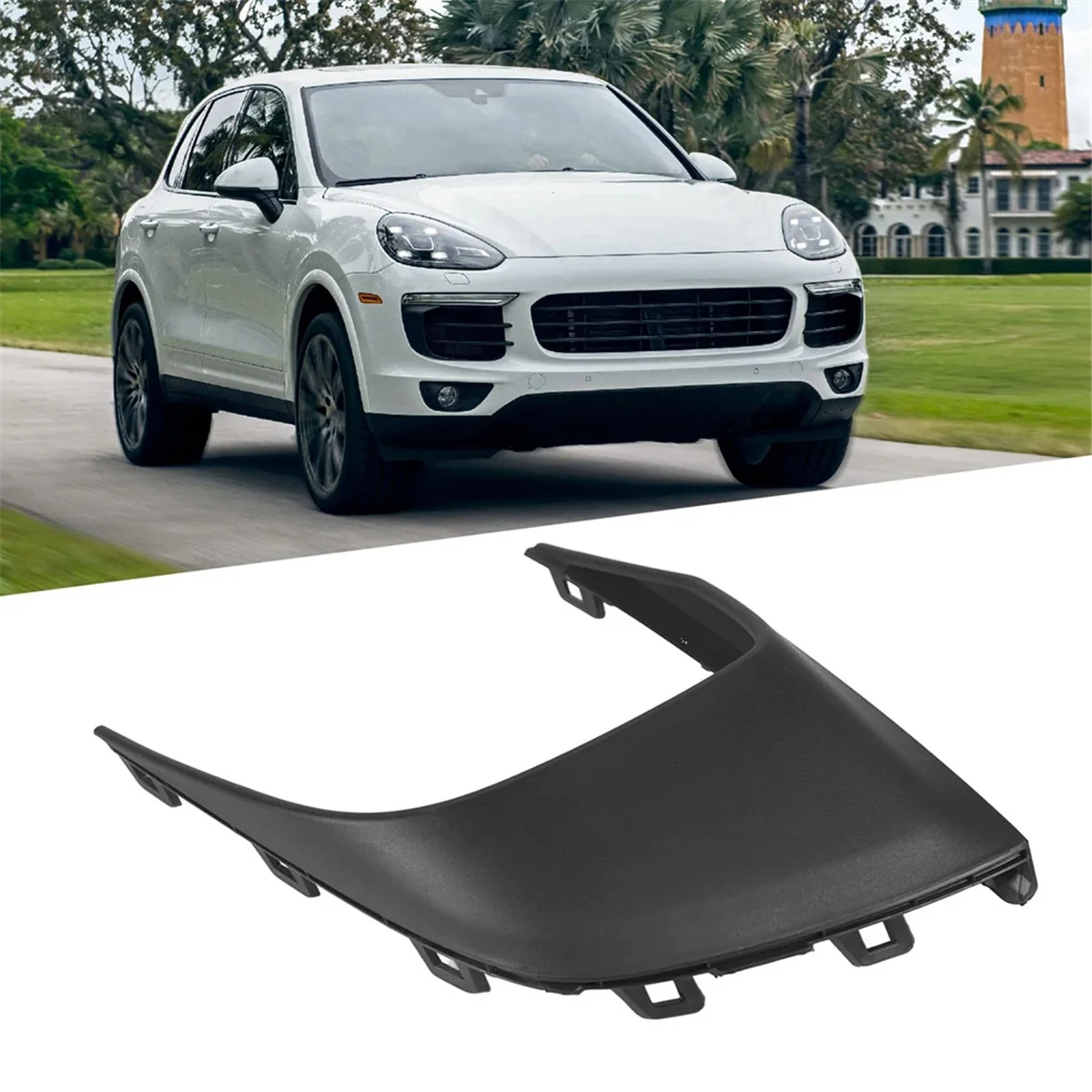 Lampu kabut mulut Bumper depan kanan Mobil Dekorasi panduan udara kisi untuk PorscheCayenne 958 2015-2018 95850594600