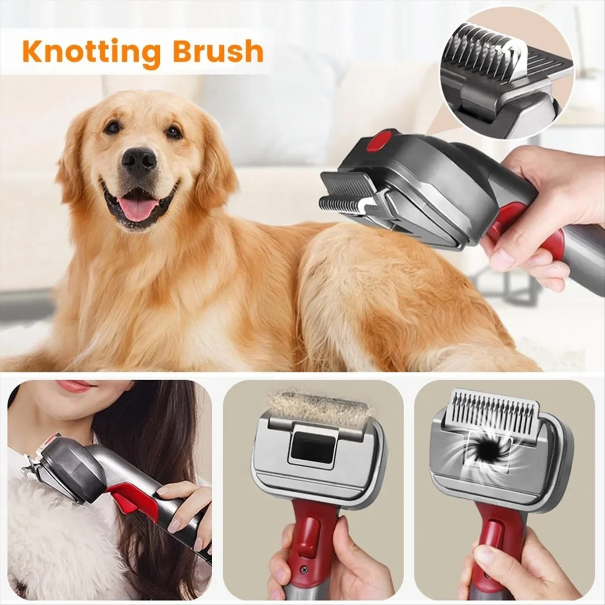Pet Dog Grooming Kit for Dyson V7 V8 V10 V11 V12 V15 Pet Dog Hair Brush Attachment Dog Hair Groomer Tool with Trigger Lock