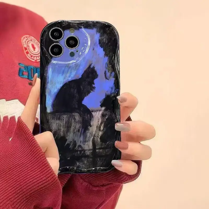 Case For Xiaomi Redmi Note 14 Pro 5G 13 12 4G 8 11 10 12 13 14 Pro Plus 12S 12 13C 12C 9C 10C 9A 9 10 A3 Cover Cute Cat 3D Wavy