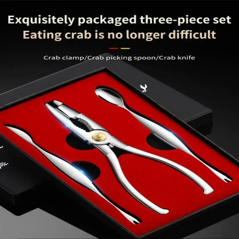 Portable Crab Peeling  Eating Three-piece Set Dismantling Hairy Crab Utensils Stainless Steel Crab Sword Crab Spoon