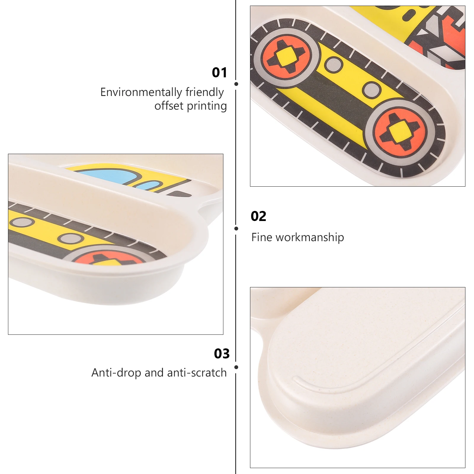

Premium Children's Plate Set Bamboo Fiber Resin Material Heat Resistant Cartoon Design Baby Feeding Tableware Kit