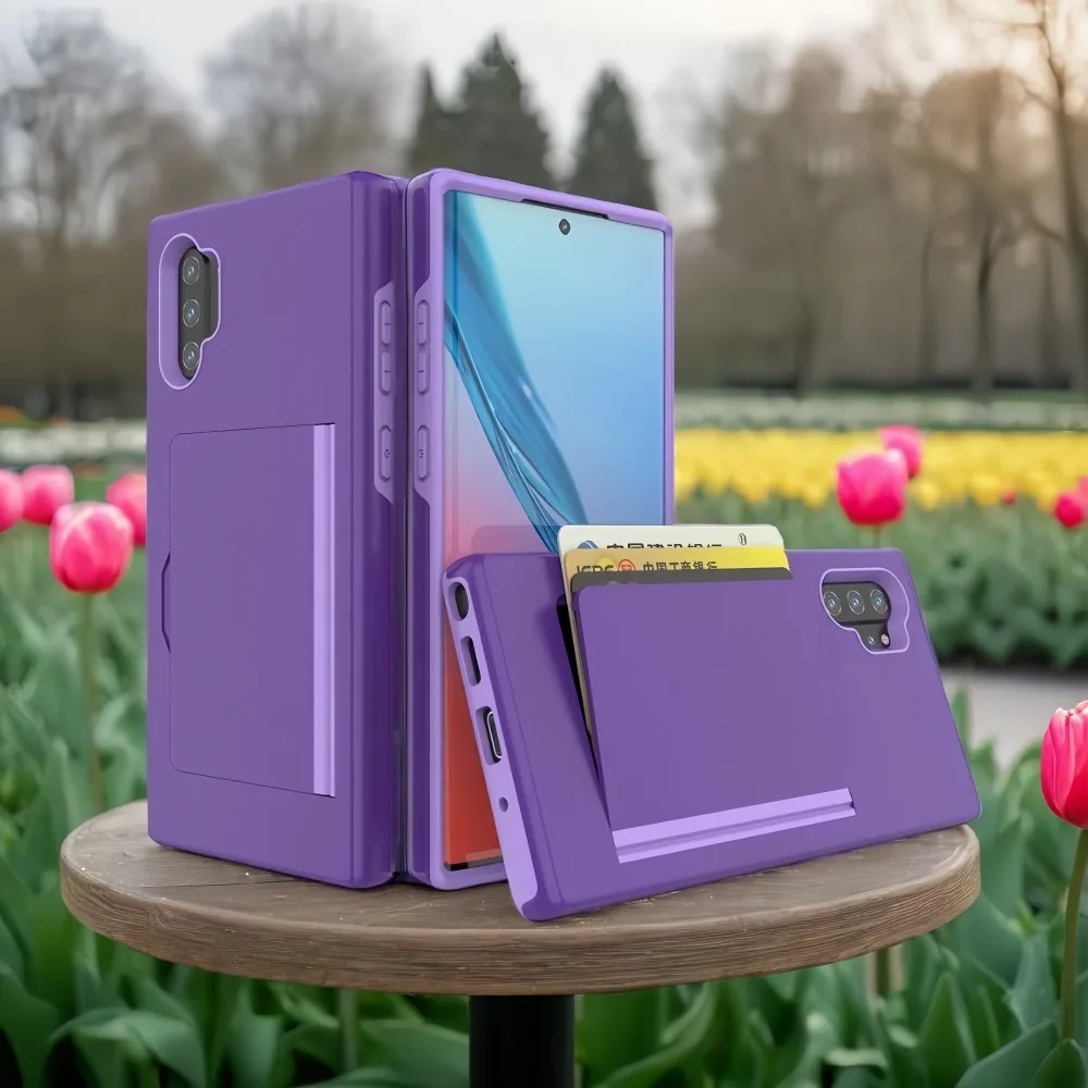 For Samsung Galaxy Note 10+ 5G Note10 Plus Case Business Candy Color Card Slots Cover