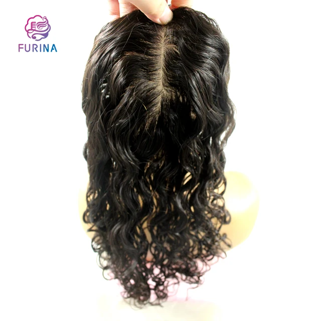 FURINA Excellent Human Hair Topper 12*13 with Thinning Human Hair 16 INCH Water Wave Heavy Hair Topper for Women