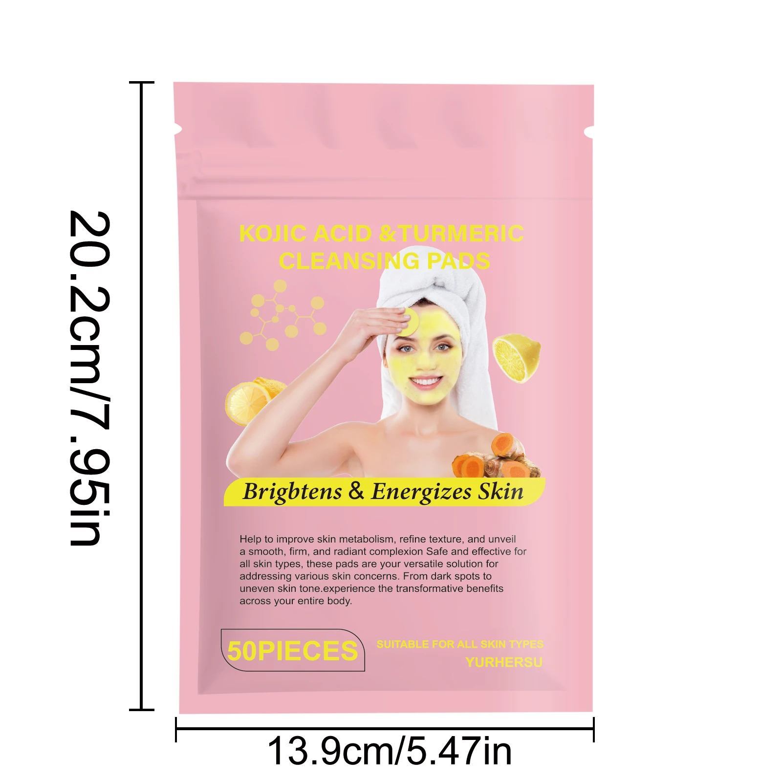 وسادات تنظيف الكركم للوجه، تفتيح وعلاج حب الشباب، وسادات تقشير للبشرة المتوهجة، 50 وسادة #2