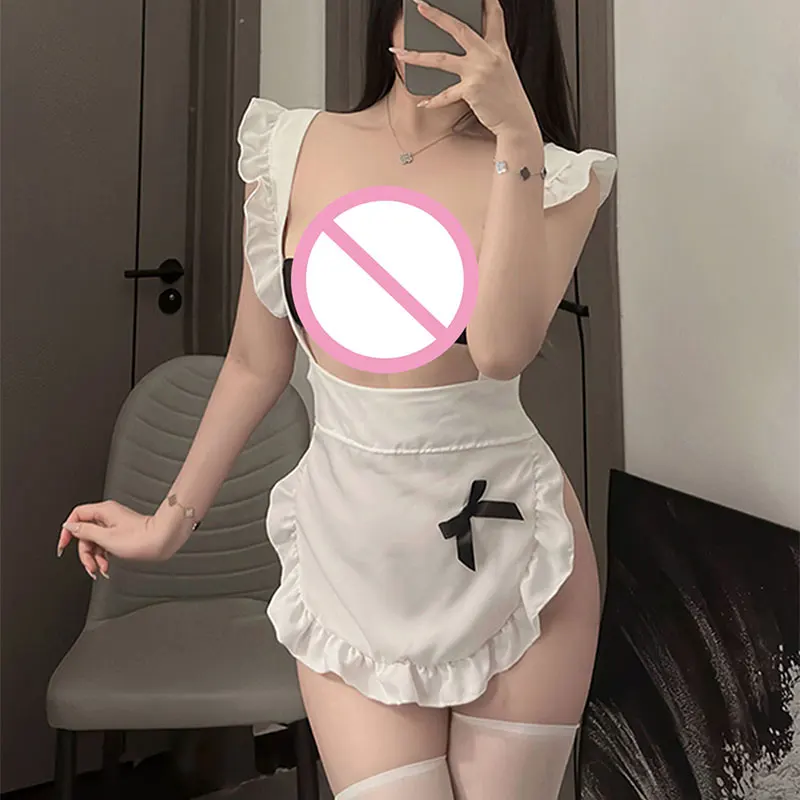 Sexy Cosplay Lingerie 2024 New Lolita Anime Uniform Porn Open Bra Erotic Costume Schoolgirls Long Sleeve Round Neck Baby Doll