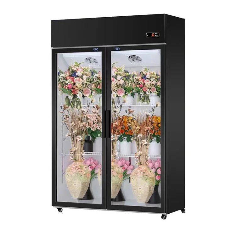

Electric Refrigerator Flower Cabinet Double Door Fresh-Keeping Cabinet Commercial Display Flowers Refrigerator for Showcase