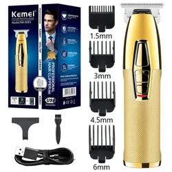 Kemei KM-5093 Hair Clipper Professional Finish Hair Cutting Machine Hair Beard Trimmer 0mm Skin Cut Electric Cutter Rechargeable