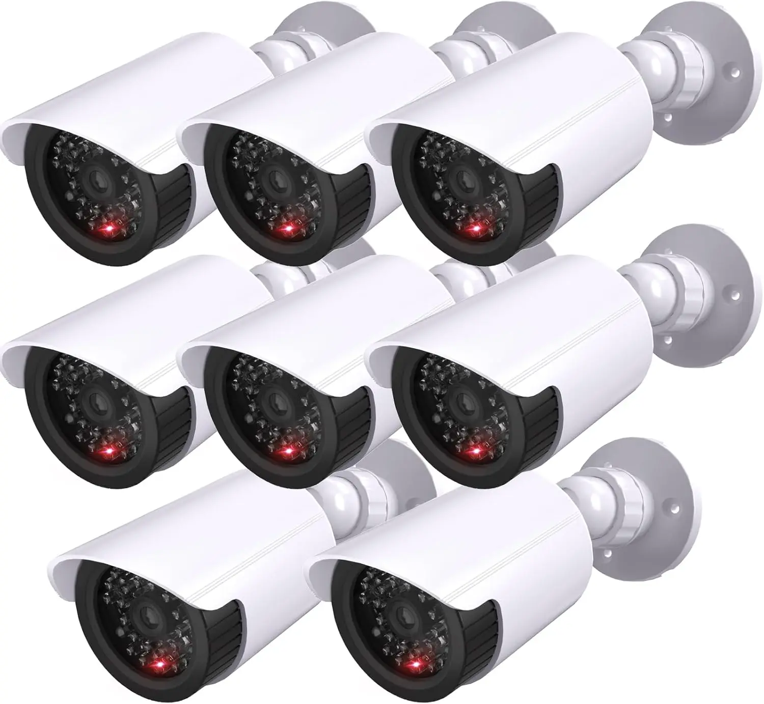 

Dummy Security Camera 2 Pack, Fake Surveillance Dome with LED Light, Indoor Outdoor Use, Includes Warning Stickers