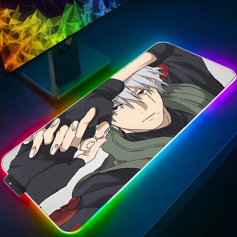 

Backlight Gaming Mouse Pad Naruto durable LED Computer Gamer Laptop Keyboard Carpet Mouse Mat RGB Non-Slip Rubber Table Rug