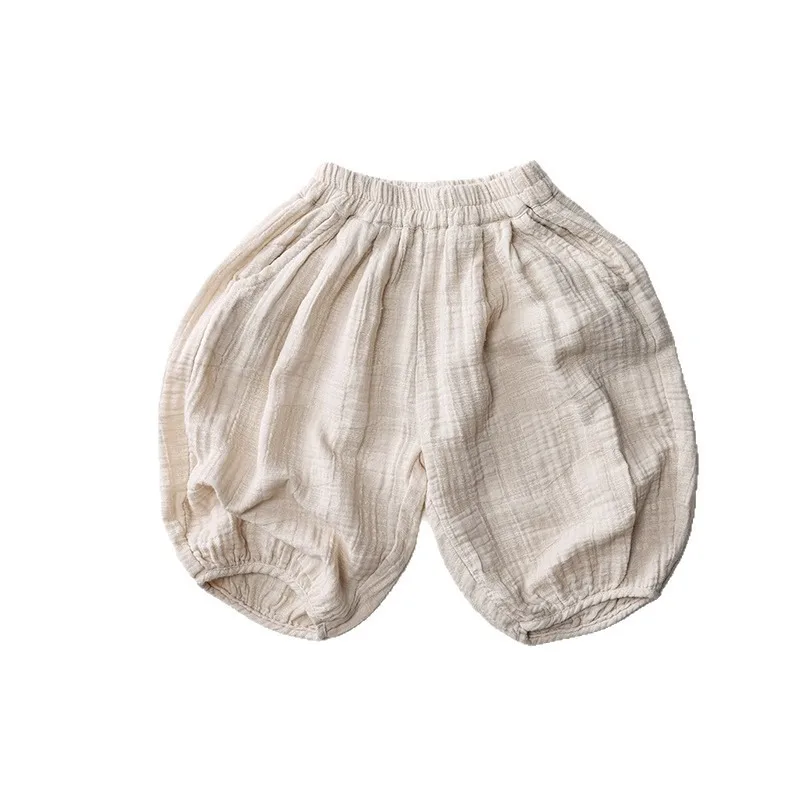 Japanese Korean Style Kids Cotton Yarn Harem Pants Boys Girls Loose Elastic Waist Anti Mosquito Casual Trousers